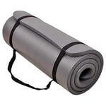 BalanceFrom GoCloud Tapis de yoga multi-usages de 2,5 cm extra épais haute densité anti-déchirure avec sangle de transport (gris)