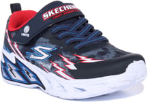 Skechers Storm 2.0 Kids Light Up Trainer Boys Shoes In Navy Red UK 1.5 - 13