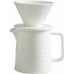 Ensemble de cafetière 500 ml, goutteur et décanteur en céramique V60 de qualité supérieure, cafetière à filtre domestique 1-2 tasses (blanc)