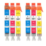 6 C/M/Y Ink Cartridges C-581 for Canon PIXMA TR8550 TS6351 TS8250 TS8352a 