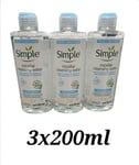 Simple Water Boost Facial Cleanser Micellar Water 3x200ml