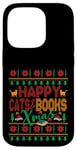 iPhone 14 Pro Happy Books & Cats Xmas Fair Isle Ugly Style Christmas Case