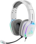 Korp Vanadium Casque Gaming - Casque Gamer avec Micro Anti-Bruit, Audio Stéréo, LED RGB, Léger, Jack 3.5mm pour PC/PS4/PS5/Xbox One/Mac/Nintendo Switch/Tablette/Laptop/Smartphone (Blanc)