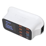 USB-latausasema 8 porttia latauskeskitin 40W USB3.0 Type C LED-näyttö Piirin suojaus puhelintableteille 100-240V EU-pistoke