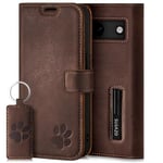 SURAZO Étui de Protection Portefeuille pour Google Pixel 8a - en Cuir véritable - avec Motif de Patte - Étui à Rabat RFID - Aimant - Fonction Support - Compartiment pour Cartes - Étui en Cuir (Marron