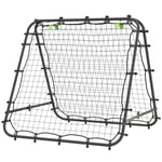 Football Rebounder Kickback Goal Rebound Wall Net Dubbelsidig Rebound Justerbar i 5 nivåer för fotbollsträning Stål Svart 100 x