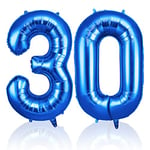 OFFCUP Ballon Chiffre 30 Bleu | Ballon Anniversaire 30 An 101cm | Numéro de Ballon | Décoratif Ballon | D'hélium Decoration Anniversaire Fête Vacances Ans Anniversaire