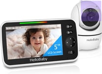 HelloBaby Baby Monitor with Camera and Night Vision, 5''Display with 30-Hour No