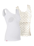 Bshirt Organic Cotton Blend Plain/Spot Lift The Flap Breastfeeding Maternity Vest Top, Pack of 2