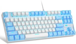 Clavier de jeu mécanique à 75 % avec interrupteur rouge,clavier rétroéclairé à DEL bleue,87 touches,clavier d'ordinateur filaire TKL compact pour ordinateur portable Windows et PC Gamer