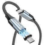 Magtame Câble magnétique USB c 100W, câble de charge magnétique 24 broches de 3,3 pieds, câble de transfert de données tressé, câble de charge rapide de type C