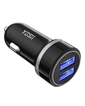 YOSH USB C Car Charger with 24W Ultra-Compact Dual Port, Fast Charge Cigarette Lighter USB Charger, in Car Charger 2 Ports Car Charger Adapter for iPhone 16 15 14 13 12 Pro Max Samsung Huawei Xiaomi