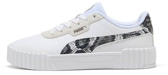 PUMA Femme Carina 3.0 Snake Chic Basket, White-Vapor Gray Aged Silver, 42.5 EU