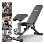 LILIS Weight Bench Adjustable Finer Form 5-in-1 Adjustable Weight Bench - Foldable Multi-Purpose Bench For Full Body Workout, Incline Decline Bench For Home Gym