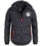 Geographical Norway VERVEINE MEN - Doudoune à Capuche Chaude Pour Homme - Blouson Manches Longues - Manteau Hommes Chaud Hiver - Veste Activities Plein Air Doublure Rembourree (Marine M)