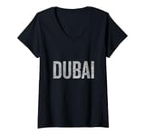 Womens Dubai Vintage City Design Travel Destination V-Neck T-Shirt