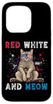 Coque pour iPhone 15 Pro Rouge Blanc Et Miaou