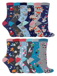 Wildfeet Womens - 12 Days Advent Calendar Socks In Christmas Gift Box - 12 of Xmas - Multicolour Cotton - Size UK 4-8