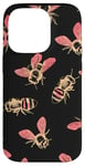 Coque pour iPhone 14 Pro Accessoire pour téléphone sur le thème des abeilles roses et noires