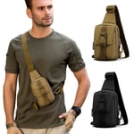 Tactical Chest Bag Military Trekking Pack Edc Sportväska Axelväska Crossbody Pack Assault Pouch För Vandring Cykling Campinga Tan