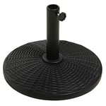 Outsunny Pied de Parasol Rond Base de lestage Ø 44,5 x 32 cm Poids Net 12,5 KG résine Imitation rotin Noir Bronze