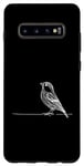 Coque pour Galaxy S10+ Line Art Oiseau et Ornithologue Pin Siskin