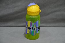 400ml Water Juice Bottle Straw And Flip Top School High Quality Name - Henry