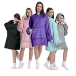 Oversized Blanket Hoodie for Men & Women,Thick Flannel Blanket with Sleeves and Giant Pocket Super Soft Warm Cozy Wearable Sweatshirt Hoodie for Adults (Purple)