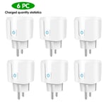 EWelink-Prise intelligente WiFi,prise UE,moniteur d'alimentation,fonction de synchronisation,commande vocale,fonctionne avec Alexa,Google Home,Alice,20A - Type 6pcs