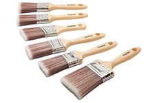 ProDec 6 piece Premier Trade Synthetic Paint Brush Set for a Smooth Finish Painting with Emulsion, Gloss, Satin Paints on Walls, Ceilings, Wood, Metal, 2x 1.5, 3x 2, 1x 3 inch Brushes