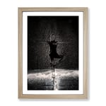 Dancing In The Rain In Abstract Modern Framed Wall Art Print, Ready to Hang Picture for Living Room Bedroom Home Office Décor, Oak A2 (64 x 46 cm)