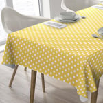 Home Direct Rectangular Oilcloth PVC Wipe Clean Tablecloth Table Cover 140cm x 180cm 55x70 Polka Dot (Yellow)