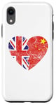 Coque pour iPhone XR Drapeau chinois britannique en forme de cœur | Royaume-Uni Chine Roots