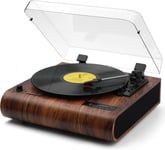 Tourne Disque, à entrée et Sortie Bluetooth Platine Vinyle, Lecteur de disques 3 Vitesses avec Radio FM, Lecture USB et Carte TF, Numérisation des vinyles, Affichage LED, Finition en Bois