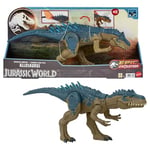 Mattel Jurassic World Carnage Sans Pitié Dinosaure Allosaurus, figurine articulée avec attaque continue par morsures et rugissements, pointes de combat activées au moyen d’un simple bouton HRX51