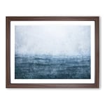 Ocean Rain In Cambodia Painting Modern Art Framed Wall Art Print, Ready to Hang Picture for Living Room Bedroom Home Office Décor, Walnut A4 (34 x 25 cm)