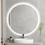 furduzz Miroir rond de 500 mm avec éclairage, miroir de salle de bain avec interrupteur tactile, 3 couleurs de lumière à intensité variable, anti-buée, fonction mémoire IL-03-50