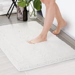 Deconovo Lot de 1, Tapis de Bain, Tapis Antidérapant Epais, Tapis Doux pour Chambre Couloir Bain, 50×80 CM, Blanc, Forme de Chenille