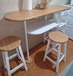 Breakfast Bar Table And Stools Kitchen Dining Room Furniture Set Space Saving