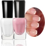 Nail Polish Set, 2 PCS Peel off Nail Polish Quick Dry Nail Varnish, White & Pink