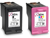 Refilled 62 XL Black & Colour Ink Cartridge Combo fits HP Envy 7640 e-AIO