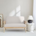 Banquette canapé en bois et tissu crème. Isak. L 114 x P 69.5 x H 73cm