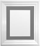 FRAMES BY POST Firenza Cadre photo blanc avec passe-partout gris foncé en plastique 40 x 50 cm Taille de la photo 38,1 x 25,4 cm