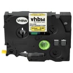 vhbw 1x Ruban compatible avec Brother PT P750, P750W imprimante d'étiquettes 1,5m x 8,8mm Noir sur Jaune, cassette de gaine thermorétractable