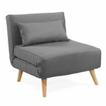 Deco In Paris - Fauteuil convertible en tissu gris tonka