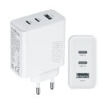 45W PD iPhone, Samsung QC Snabb Väggladdare 2xUSB-C 1xUSB Vit Vit