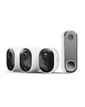 Arlo Ultra 2 Full Home Security Kit - 4K Smart Cameras x3 and FHD Video Doorbell, Wireless Outdoor Camera with Advanced Colour Night Vision, Motion Sensor, Siren, 2-Way Audio, Secure Trial Period