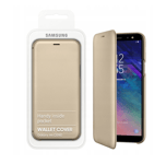 Official Samsung Galaxy A6+ 2018 Flip Wallet Case Gold EF-WA600CFEGWW