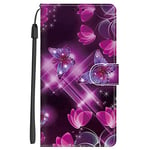 Nuxiady Coque pour Xiaomi Redmi Note 12 5G PU Cuir à Rabat Housse Étui avec Mignonne Motif Dessin Design, Antichoc Portefeuille Etui Flip Folio Case Cover pour Redmi Note 12 5G, Papillon Violet