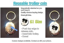 DottsMusic Border Collie - Pet/Dogs Lovers Shopping Trolley Keyring - Token (£1 Coin)